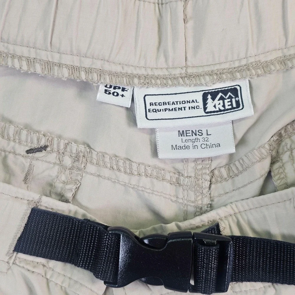 REI Pants Mens 36x32 Beige Nylon Convertible Cargo Hiking Outdoor Travel